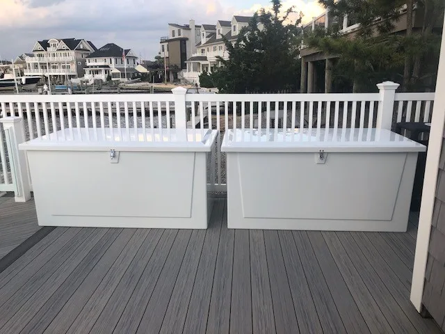 Model 636 Dock Boxes are the preferred choice for homeowners to store patio and seat cushions