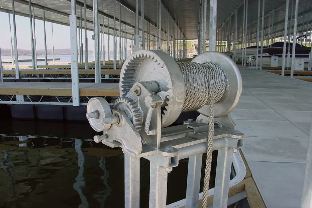 Model 10 dock winch anchors dock to keep in place