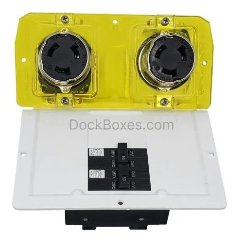MPL1123A 50A-50A Amber Faceplate Assembly w/Breakers (Lighthouse Power Pedestal)