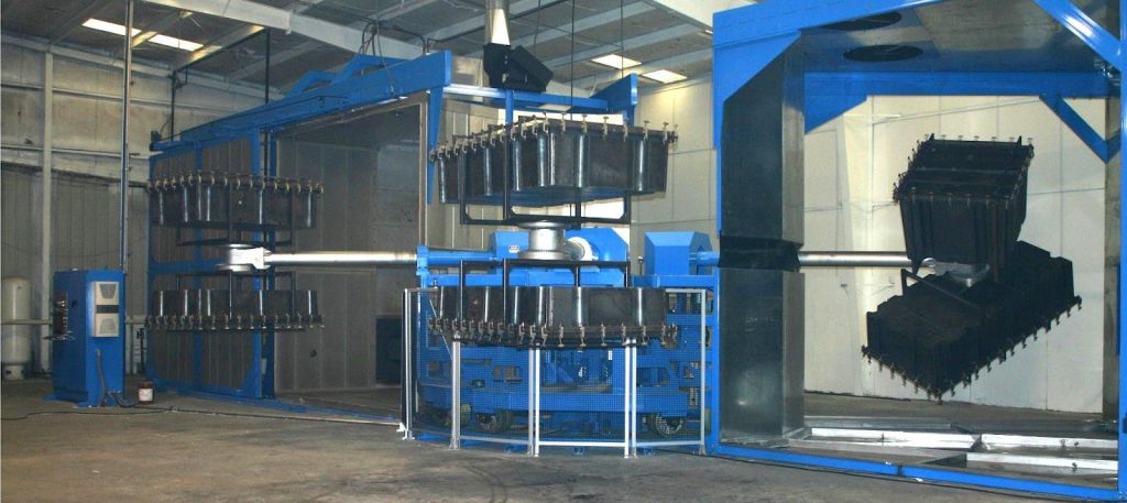 Dock floats being manufactured in a marina equipment facility.